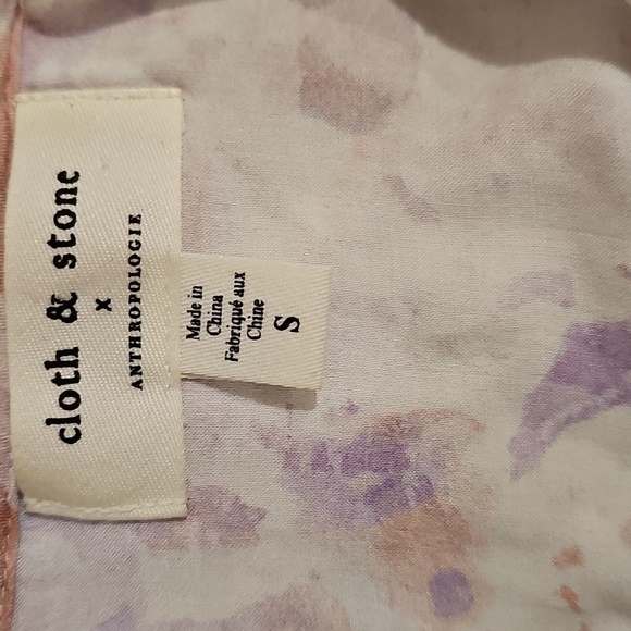Anthropologie Cloth & Stone Splatter Print V-Neck LS Blouse Sz S EUC - Picture 7 of 13